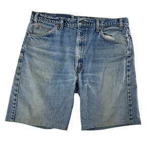 Vintage 90s Levi's 505 Jean Shorts Men's 36 Blue Light Wash‎ Orange Tab Jorts